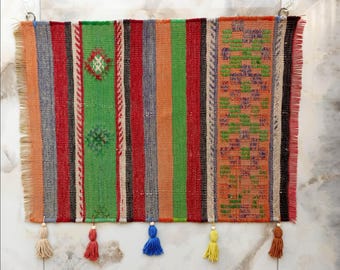 Tapisserie gewebter Kelim-Wandbehang mit Quaste, Weinlese-türkischer Stickerei Boho-Dekor, ethnische Kunst