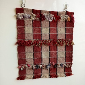 Tapiz étnico tejido para colgar en la pared, alfombra kilim anatolia vintage, decoración bohemia, arte turco, 48 x 40 cm