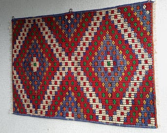 Tapestry Large Kilim Rug, Vintage Turkish Woven Art, Ethnic Embroidery Wall Hanging Decor