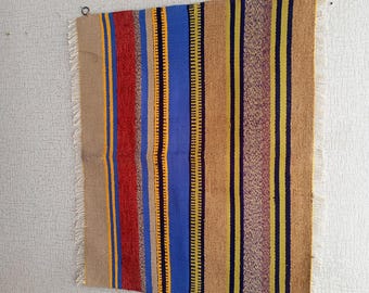 Striped Tapestry Vintage Turkish Kilim Rug,Boho Wall Hanging Art,Elegant Decor (29”x34")