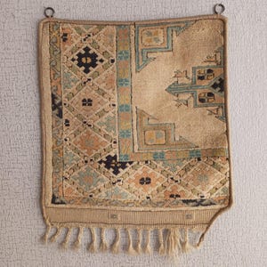 Tapiz étnico para colgar en la pared, alfombra turca vintage, elegante decoración bohemia, regalo único para el hogar, 25&quot; x 19&quot;