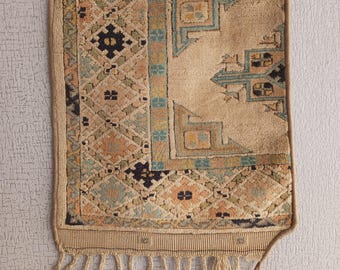Ethnic Vintage Wall Rug Hanging Turkish Tapestry, Woven Bohemian Elegant Carpet Art