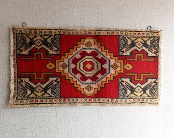 Vintage  Tapestry, Turkish Kilim Rug Wall Hanging, Ethnic Art, Handwoven Anatolian Boho Decor