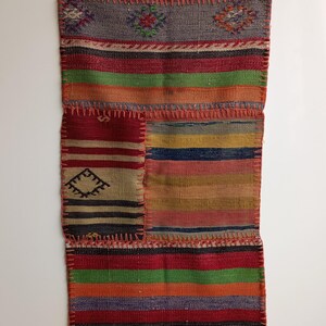 Vintage Patchwork Kilim Wall Hanging Rug, Ethnic Turkish Vertical ...