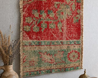 Rug Wall Hanging, Vintage Turkish Tapestry Art, Large Woven Abstract Anatolian Carpet Decor