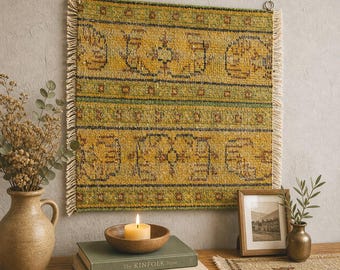 Patchwork Vintage Wall Hanging Rug, Ethnic Turkish Tapestry, Elegant Boho Decor Handwoven Art
