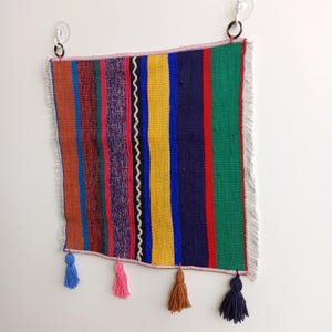 Wall Tapestry Hanging Vintage Kilim Art, Turkish Striped Rug, Colorful Anatolian Boho Ethnic Elegant Decor, Unique Home Gift WH- 18”x 16 “