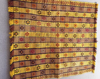 Vintage Kilim Tapestry Anatolian Wall Hanging, Large Bohemian Antique Woven Ethnic Art