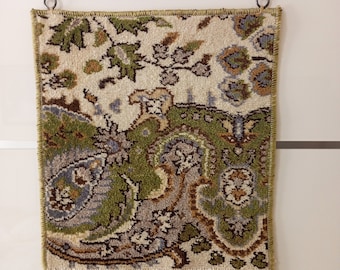 Wall Rug, Vintage Turkish Woven Tapestry, Boho Small Wall Decor Wool Art