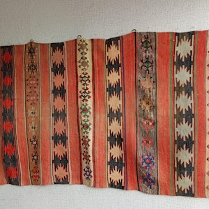 Tapiz Kilim grande, alfombra antigua para colgar en la pared, arte étnico turco bohemio, regalo único y colorido para decoración del hogar, 177 x 94 cm