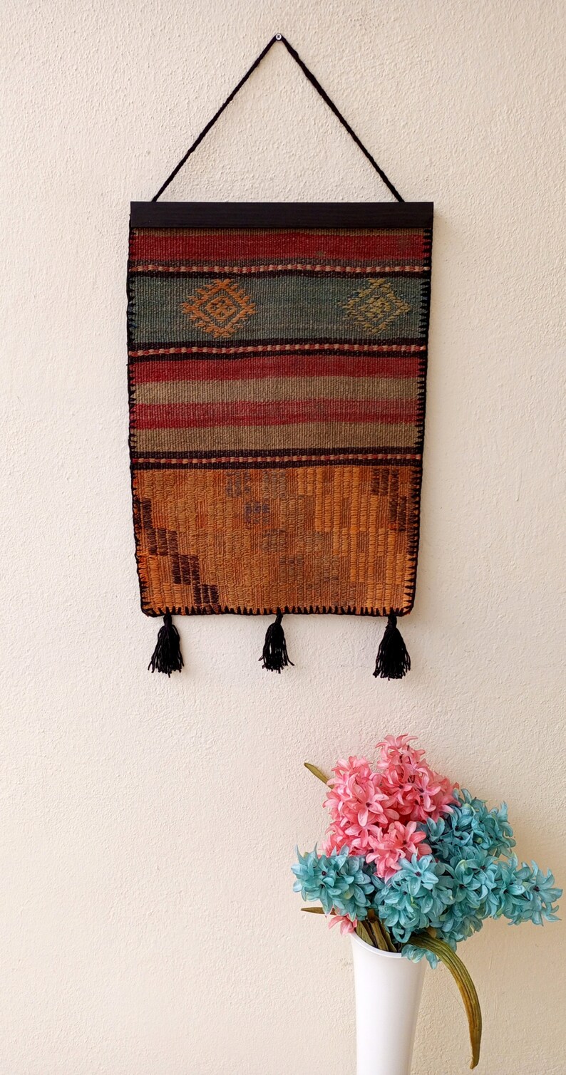 Ethnic Wall Hanging Rug, Vintage Tapestry Woven Wall Art Boho Room