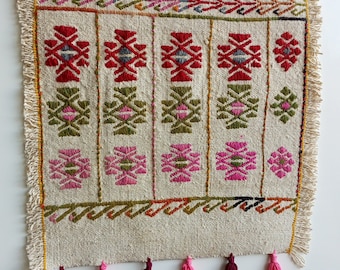 Tapiz kilim para colgar en la pared, decoración del hogar, alfombra tejida étnica bohemia, pequeño accesorio anatoliano