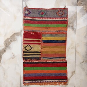 Vintage Patchwork Kilim Wall Hanging Rug, Ethnic Turkish Vertical ...