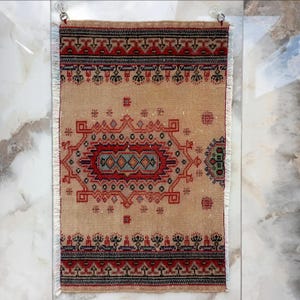 Vintage Woven Tapestry Wall Hanging Turkish Rug , Large Ethnic Bohemian Unique Home Decor, Anatolian Art Handknotted Carpet , WH 34”x 22”