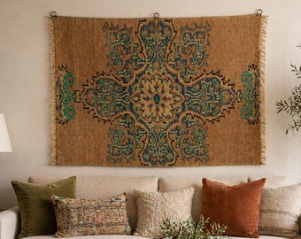 Rug Wall Hanging Ethnic Tapestry,  Vintage Boho Woven Art, Tribal Anatolian Decor
