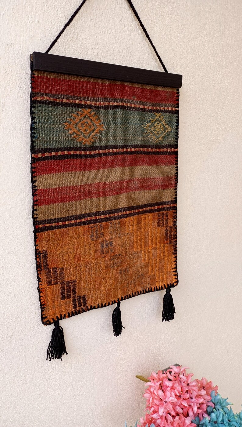 Ethnic Wall Hanging Rug, Vintage Tapestry Woven Wall Art Boho Room
