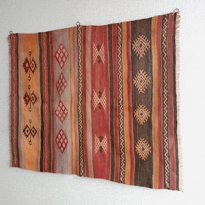 Vintage Kilim Wall Hanging Tapestry Rug, Large Embroidered Turkish Boho Ethnic Elegant Decor Art, Unique Home Gift WH- 42”x33 “