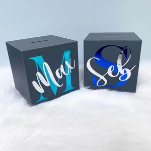 Custom Name and Initial | Personalised Money Box | Birthday Christmas Present | Gift for Children and Adults | Acrylic Box | Piggy Bank