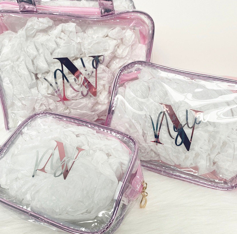 Personalised Any Name Cosmetic Travel Bag Pvc Waterproof Make Up