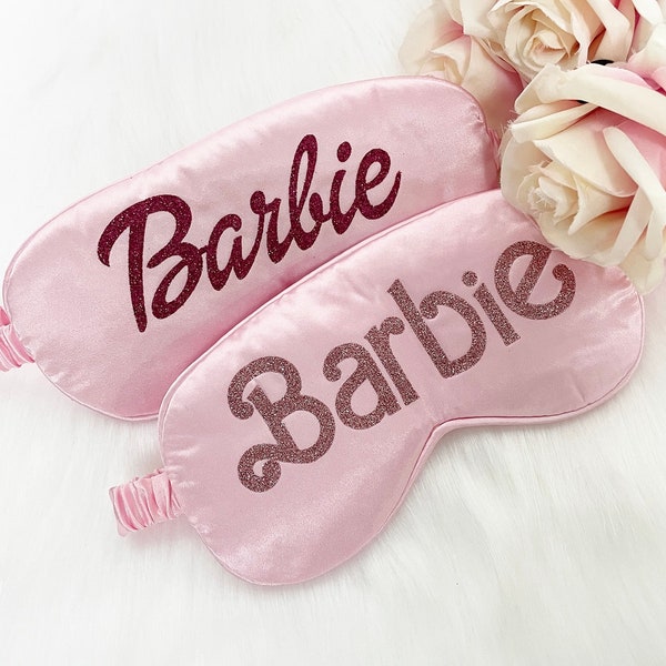 Barbie Eye Mask / Maschera di raso di seta personalizzata / Barbie Font / Sleep Mask / Girlie Favors / Custom Any Name Luxury Eyemask