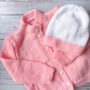 Kids Cardigan Beanie 1-3 y/o Hand knitted High Quality Very Soft Stretchy Oversize for babies image 3