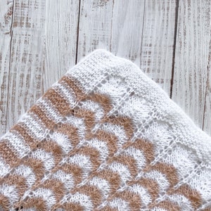 Baby Blanket - Two Tone - Openwork Knitted Blanket - Small Baby Blanket - Handmade - High Quality