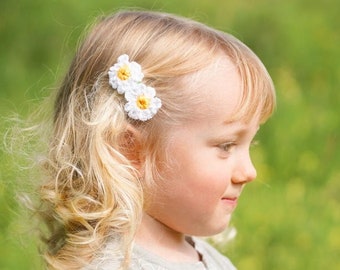 Daisy Hair Clips - Set van 3 - Haaraccessoires - Bloemen - Handgemaakt - Hoge kwaliteit - Snap Clip - Haak - Boho Accessoires - Op bestelling gemaakt