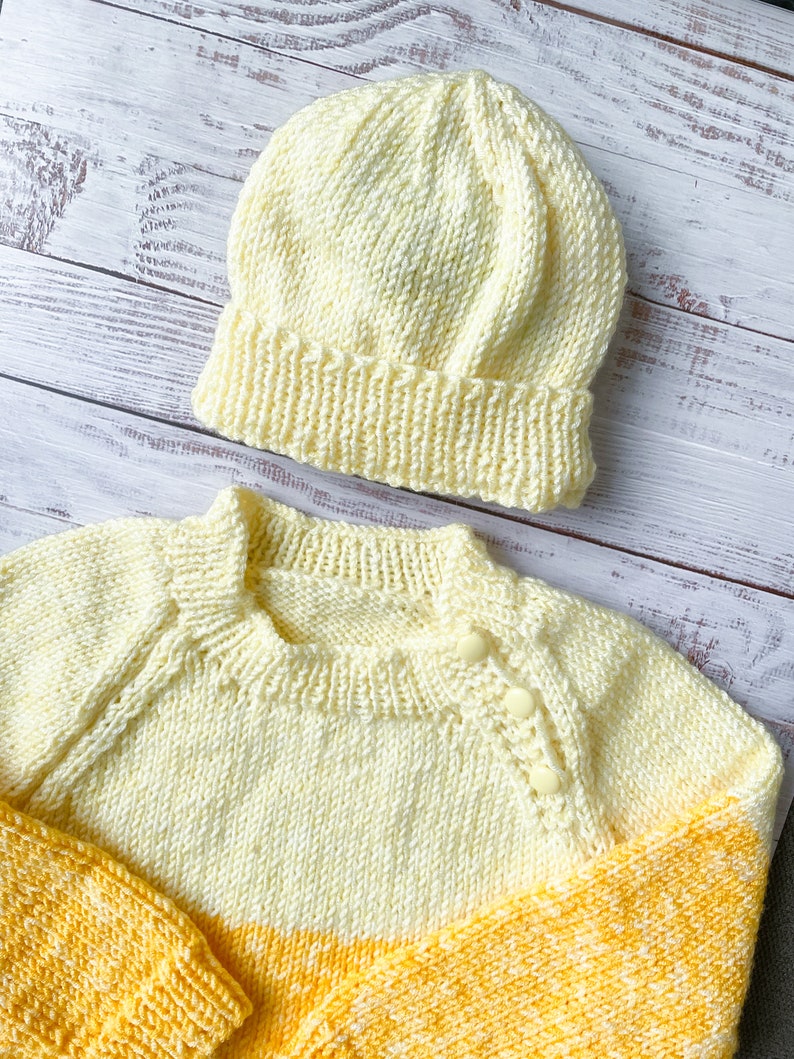 Kids Jumper Beanie 1-3 y/o Two tone Hand knitted High Quality Very Soft Stretchy Oversize for babies image 3