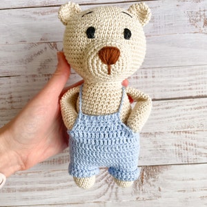 Albie Bear Handmade Toy Personalised Crochet Teddy Bear Stuffed Toy Soft Animal Toy Nursery Decor Gift For Kids Present Box image 8