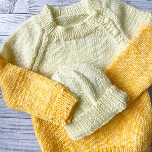 Kids Jumper Beanie 1-3 y/o Two tone Hand knitted High Quality Very Soft Stretchy Oversize for babies image 2