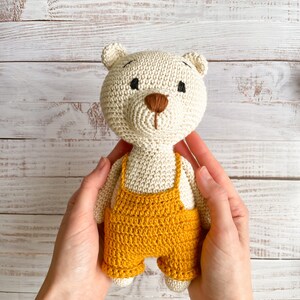 Albie Bear Handmade Toy Personalised Crochet Teddy Bear Stuffed Toy Soft Animal Toy Nursery Decor Gift For Kids Present Box image 3