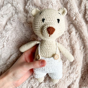 Albie Bear Handmade Toy Personalised Crochet Teddy Bear Stuffed Toy Soft Animal Toy Nursery Decor Gift For Kids Present Box image 6