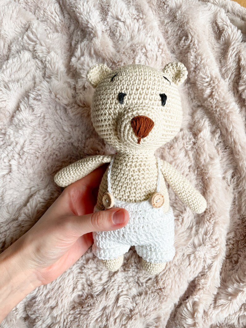 Albie Bear Handmade Toy Personalised Crochet Teddy Bear Stuffed Toy Soft Animal Toy Nursery Decor Gift For Kids Present Box image 6