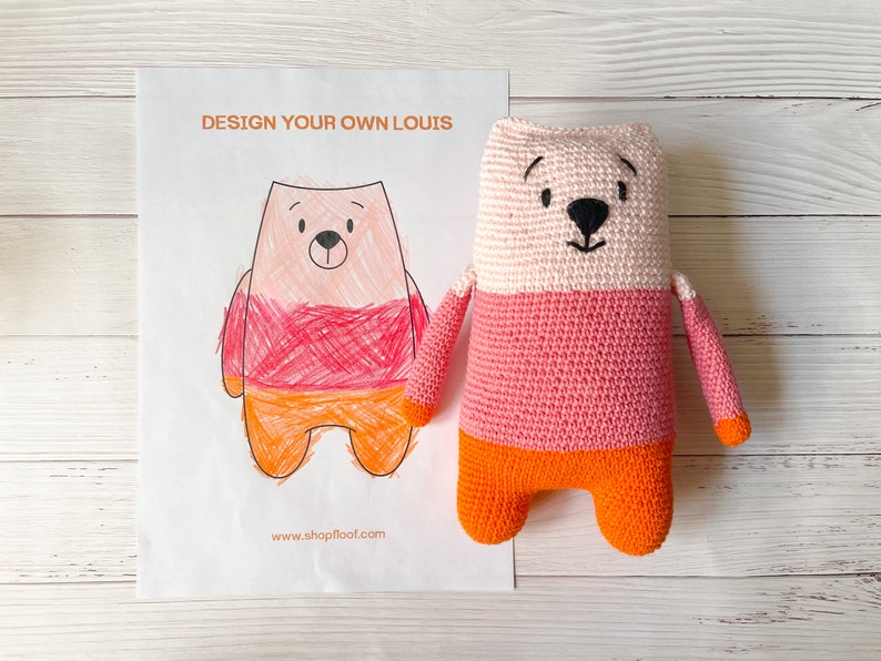 Ours Louis Jouet fait main Personnalisé Ours au crochet Jouet en peluche Jouet animal doux Décor de pépinière Cadeau pour les enfants Boîte cadeau image 4