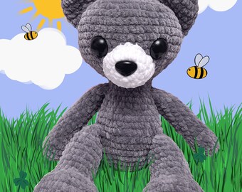 Theo the Teddy Bear - Juguete de oso hecho a mano - Juguete suave - Juguete de peluche - Juguete animal - Muy suave - Alta calidad - Decoración de la guardería - Regalo