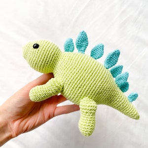 Dinosaur Plushie Handmade Crochet High Quality Baby Shower Child Gift Green + Blue