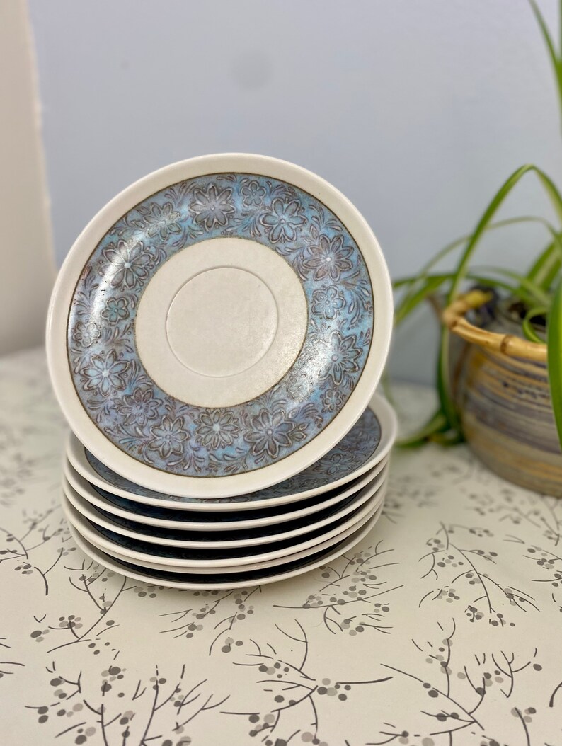 Vintage Blue and White Melamine Plates Set of 7 Etsy