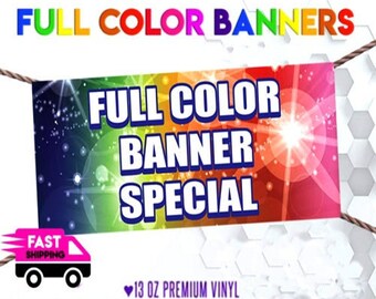 Custom Full Colored Display Vinyl Banner, Business, Grand Opening, Party Events, Graduation Banner, Professionally Hemmed and with Grommets