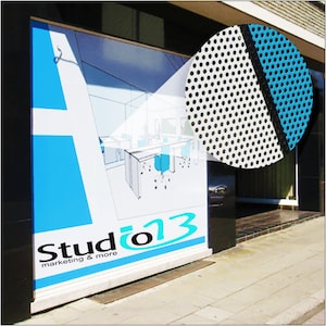 Premium Perforated One Way Vision Privacy See Through Window Adhesive Sticker Vinyl Film Custom Print Graphic