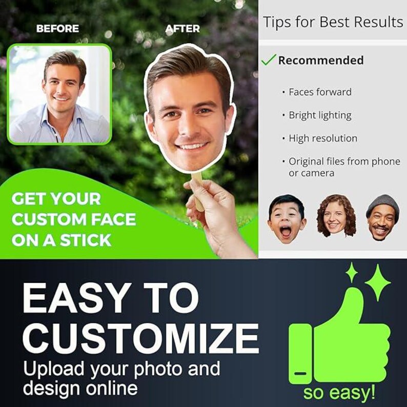 Custom Face Stickers | Handheld Face Signs, 6