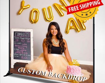Custom Photo Birthday Backdrop, Photo Step and Repeat Backdrop, Birthday Party Backdrop, Sweet 16 Backdrop Custom, Event, Prom, Photo Booth