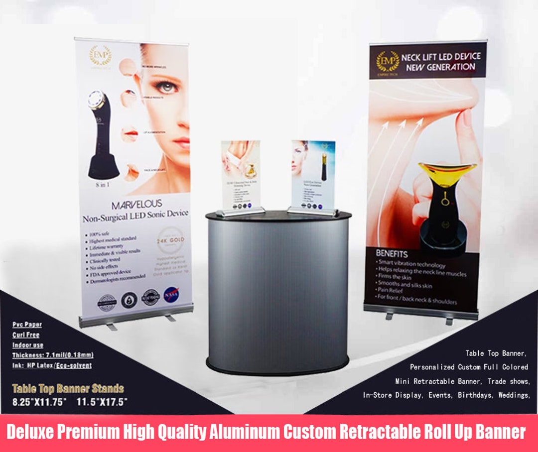 Table Top Banner, Personalized Custom Full Colored Mini Retractable