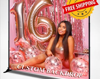 Custom Backdrop Banner | Step and Repeat Backdrop | Birthday Party Banner | Photo Backdrop | Vinyl Banner Party Backdrop
