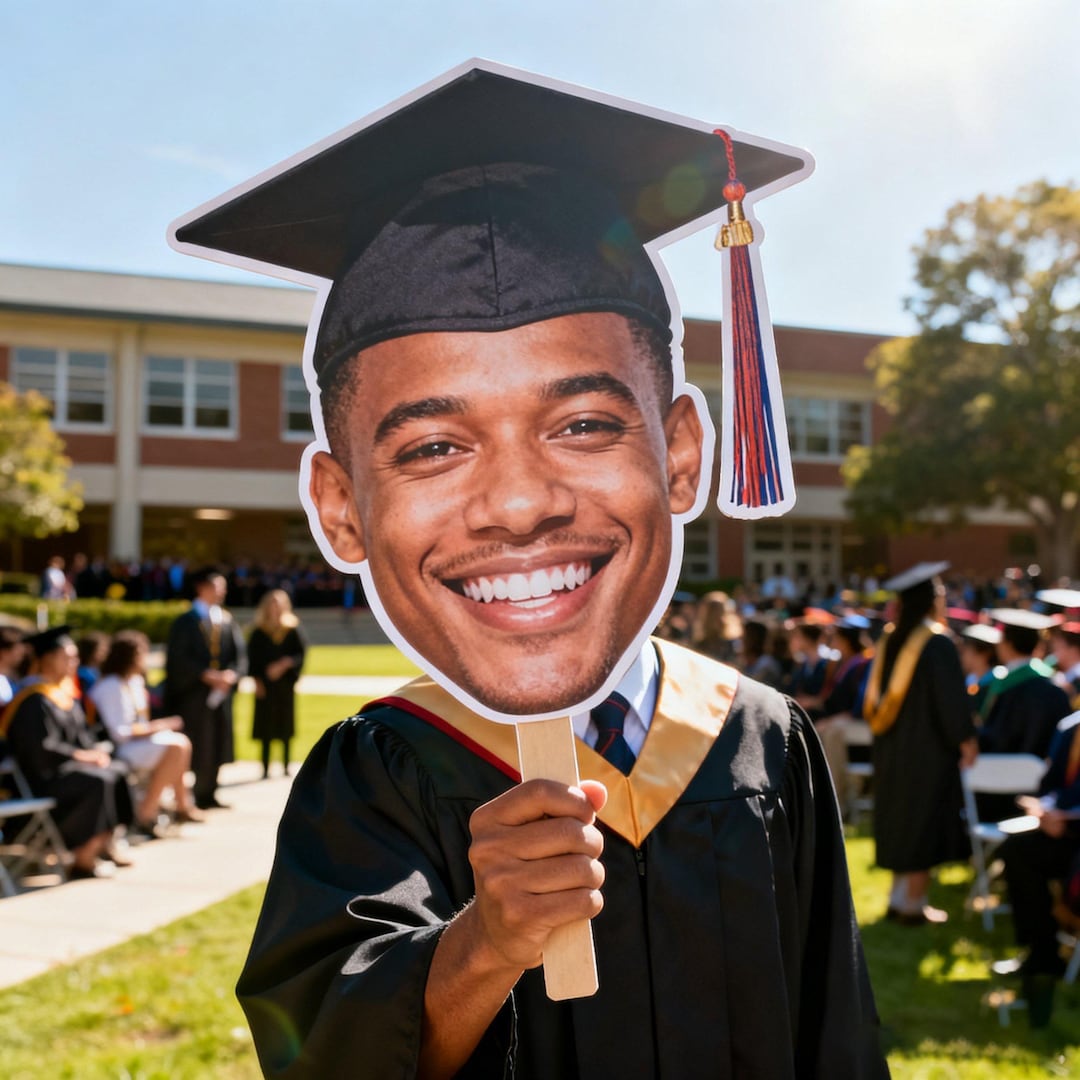 Grad Face Sign Custom Face Stickers | Handheld Face Signs, 6