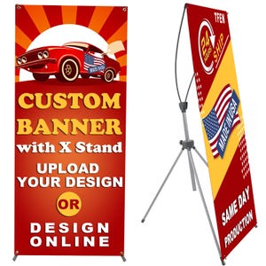 X Stand Banner. X - Frame Stand, Store Banner, Indoor Outdoor Banner, Size 32&quot; x 71&quot;