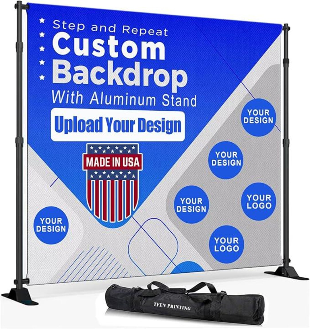 Custom Backdrop With Stand | Wrinkle & Glare Resistant Fabric, Heavy ...