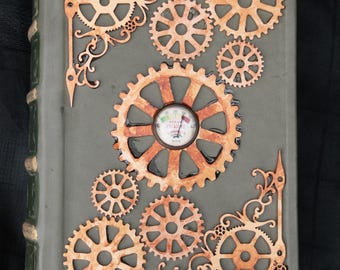 Victorian Steampunk Leather Journal with Cogs – Vintage Gothic Notebook