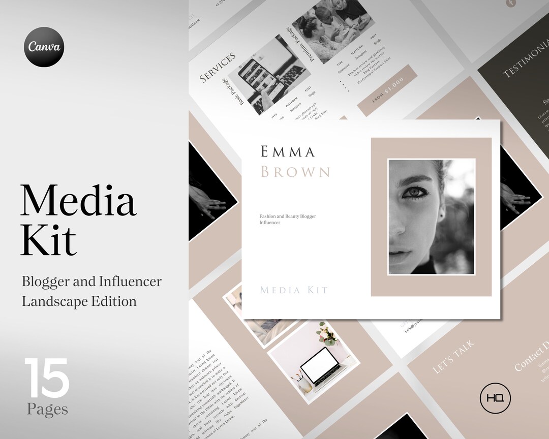 Media Kit Template Canva | 15 Pages for Influencer Media Kit and ...