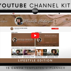 Youtube Channel Kit | Youtube Banner, Intro, Outro, Video Overlay, Thumbnails | Professional Youtube Branding Kit Editable Canva Templates