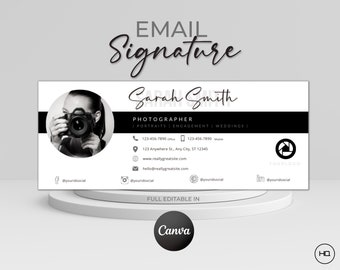 Email Signature Template Photographer | Signature Design and Email Template with signature logo | Professional Email for Canva Templates